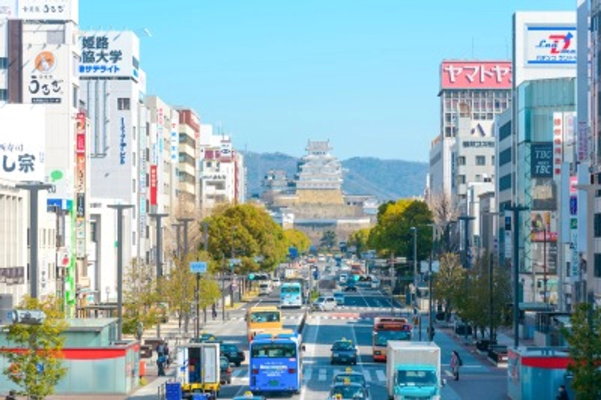 姫路城と大手前通りの景観